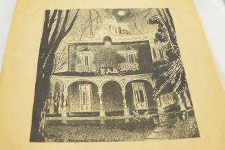 Victorian house, full moon, greek letters