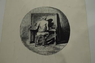 Man playing the piano with his back to the viewer