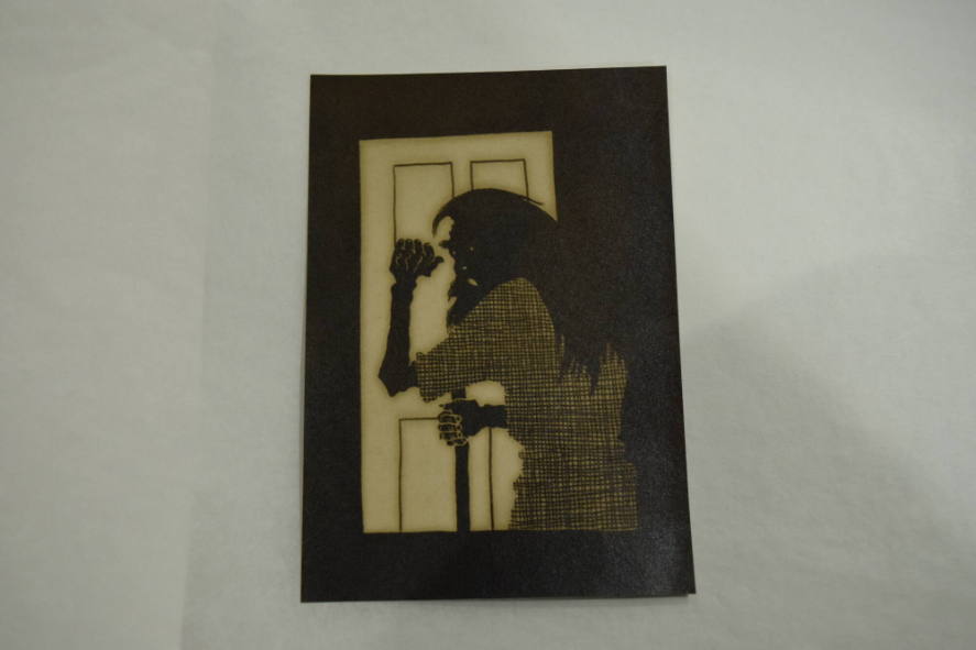 Long haired man knocking at the door