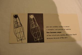 Geometric shape invitation to a preview and reception of Lee Brown Coye at a Syracuse museum