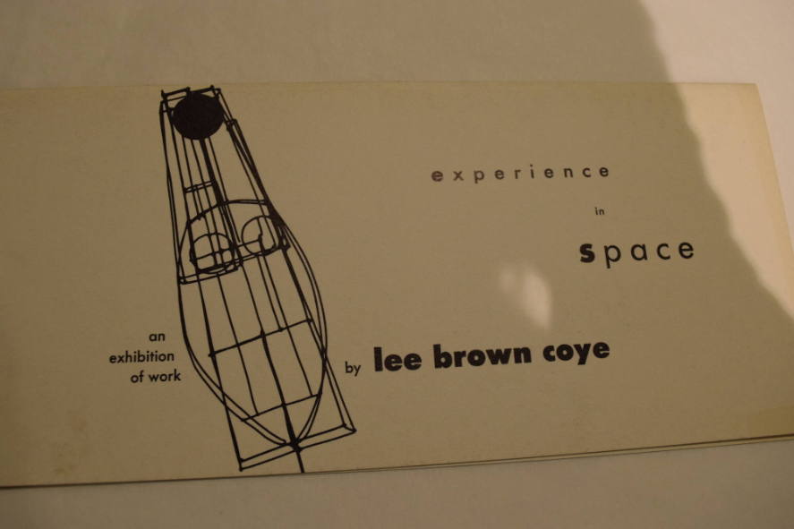 Geometric shape invitation to a preview and reception of Lee Brown Coye at a Syracuse museum