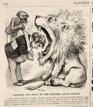 "Putting His Head In the British" from Harper's Weekly, March 9, 1872