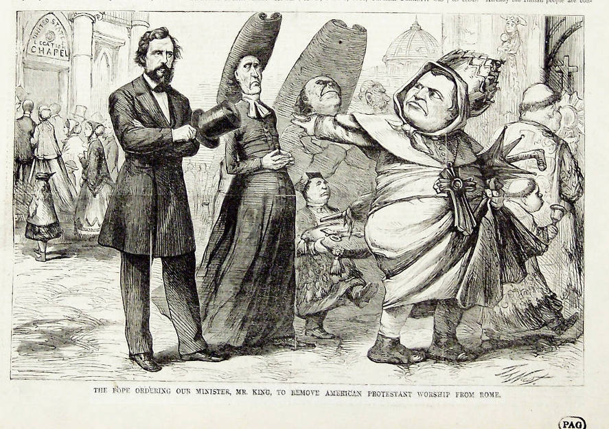 "The Pope Ordering Mr. King" from Harper's Weekly, February 9, 1867