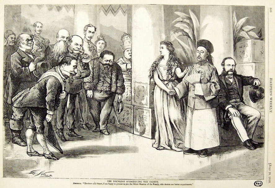 "Youngest Introducing Oldest" from Harper's Weekly, July 18, 1868