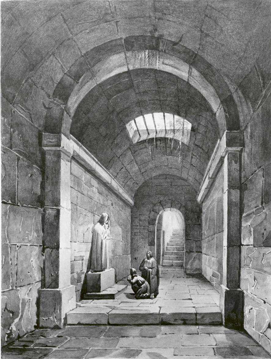 Monks in a Vaulted Passage