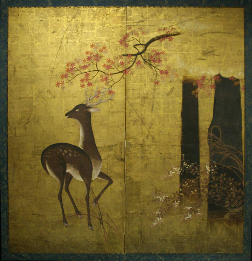 Folding Screen, Autumn Scene, Deer