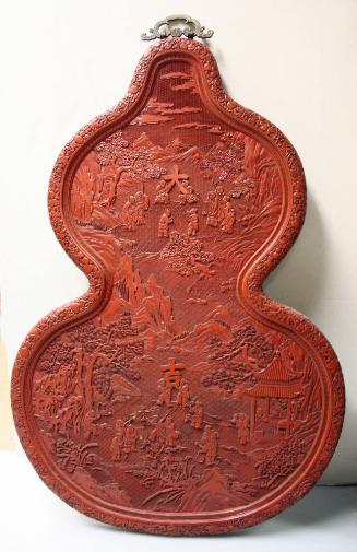 Red Lacquered Gourd-shaped Panel