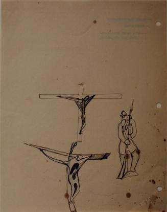 Two Crucifixes and Man with Musket