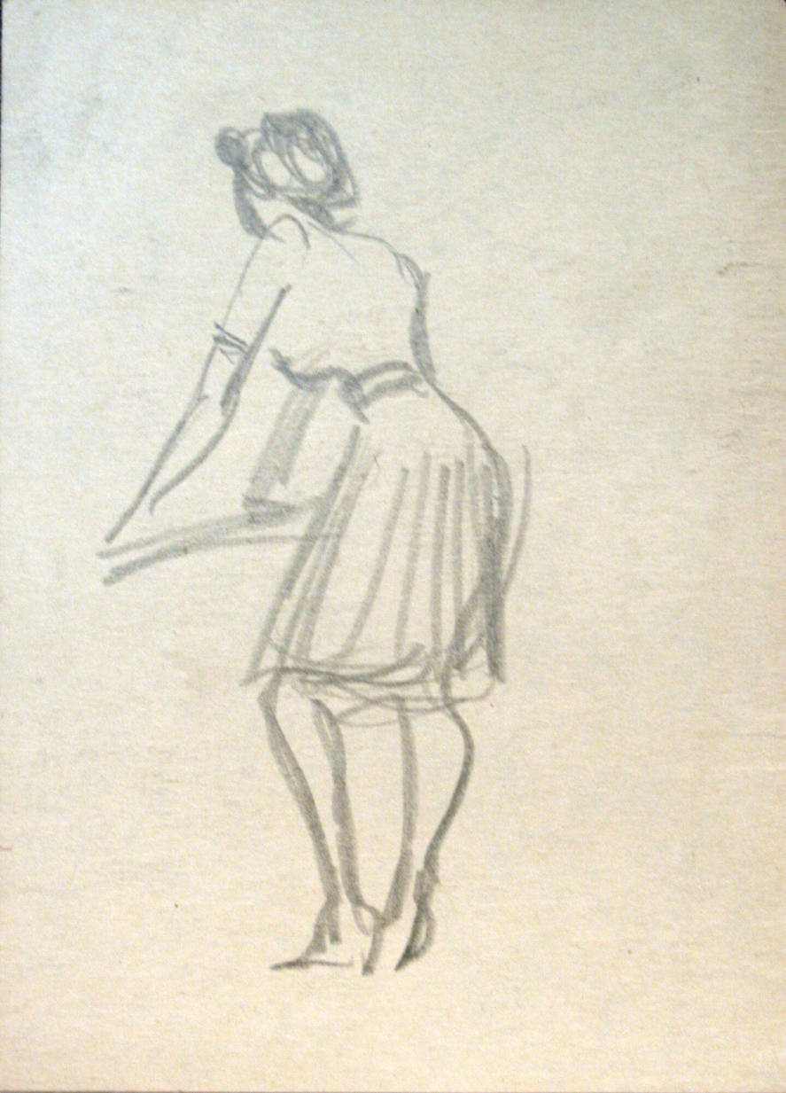 Woman from Back with Pleated Skirt