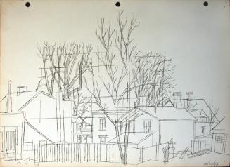 House with Trees and Picket Fence