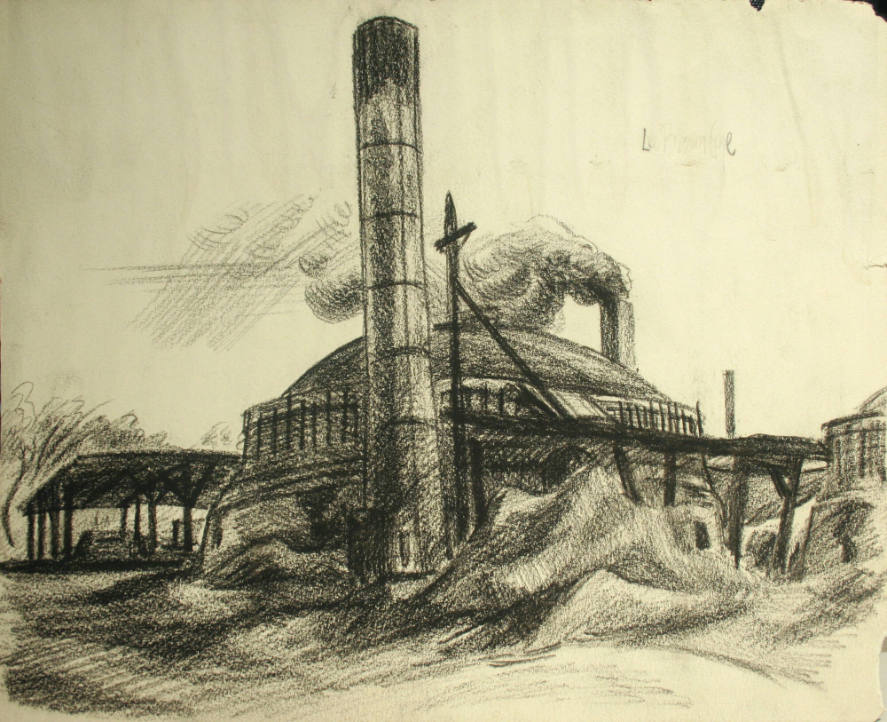 Factory with Two Smoke Stacks